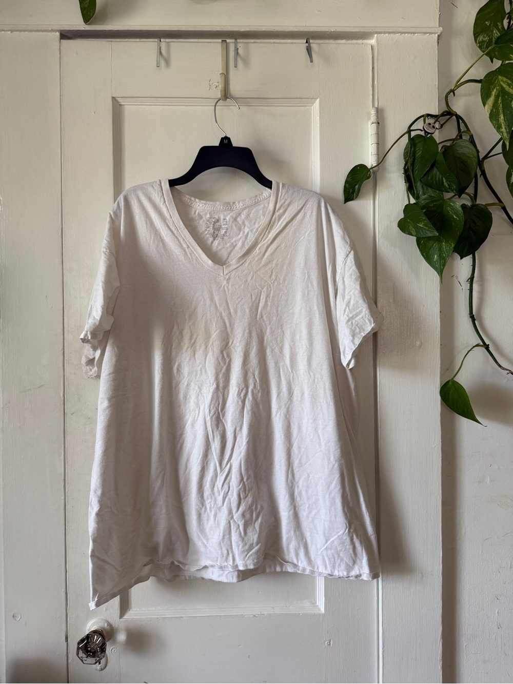 Fruit of the Loom Size 2XL Classic V-Neck White Tee